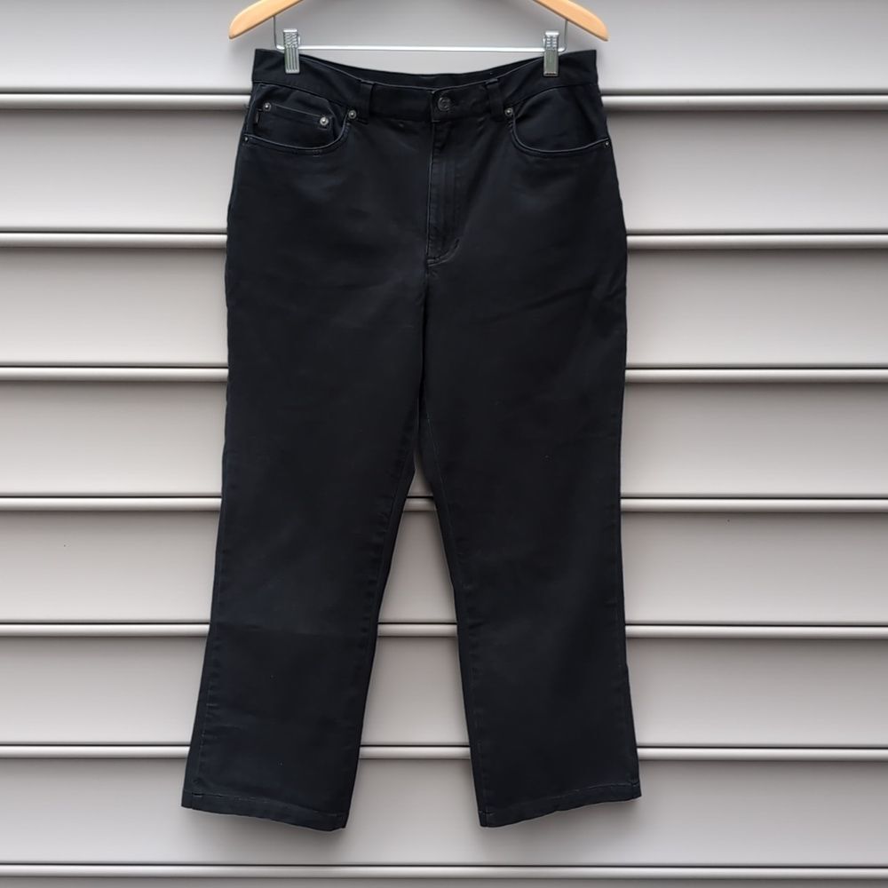 Lauren Jeans Co Black Cropped Wide Leg Straight Jeans 90s Y2K Classic